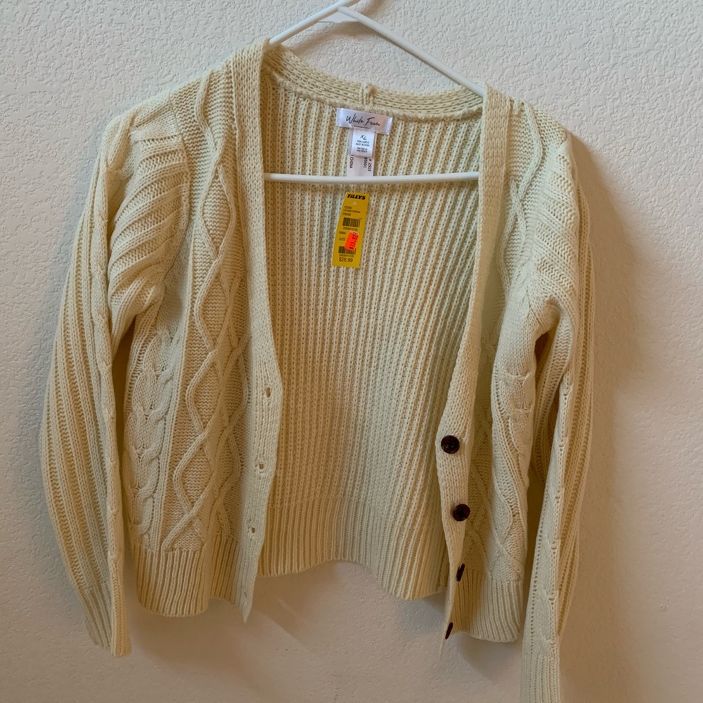 Cream cardigan sweater